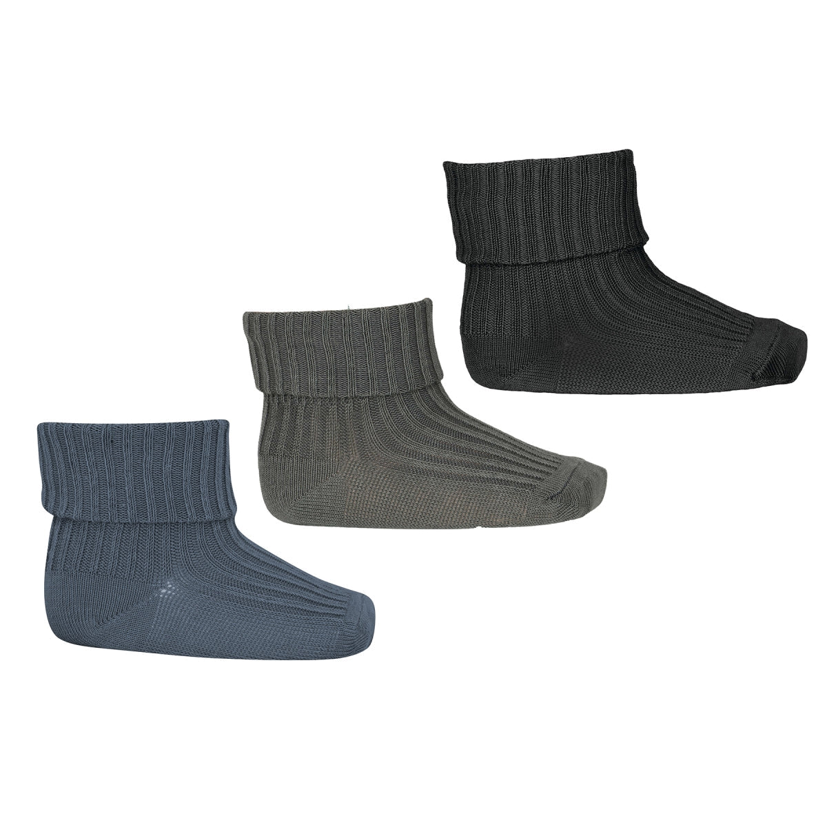 MPkids Strømper - Wool rib baby socks - 3-pack i Olivine Køb olivine Strømper fra MPkids hos MP Denmark