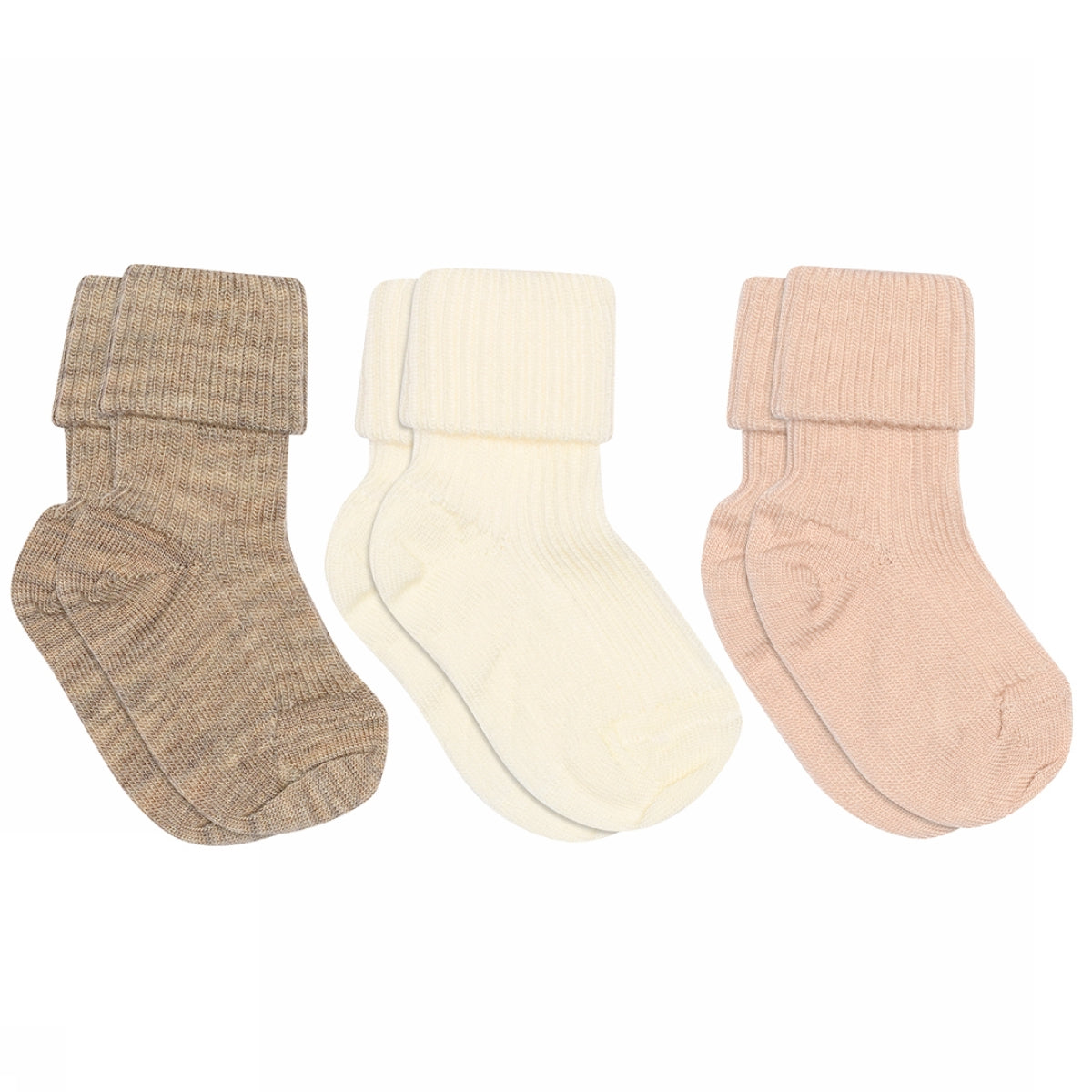 Wool rib baby socks - 3-pack