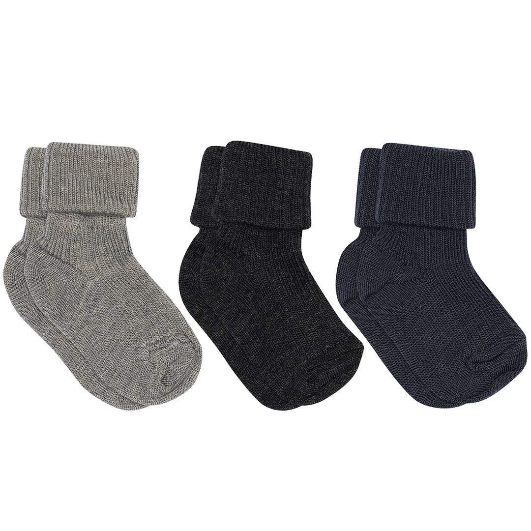 Wool rib baby socks - 3-pack