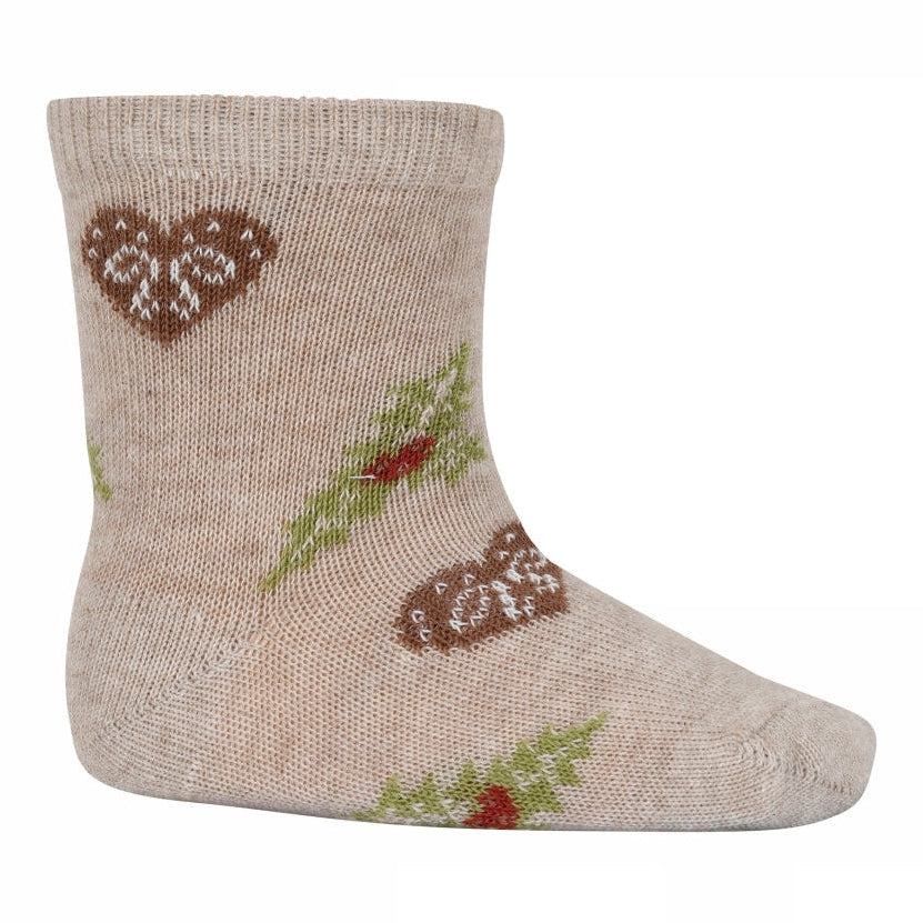 MPkids Strømper - Christmas socks i Beige Melange og Grey Melange  Køb beige melange og grey melange Strømper fra MPkids hos MP Denmark