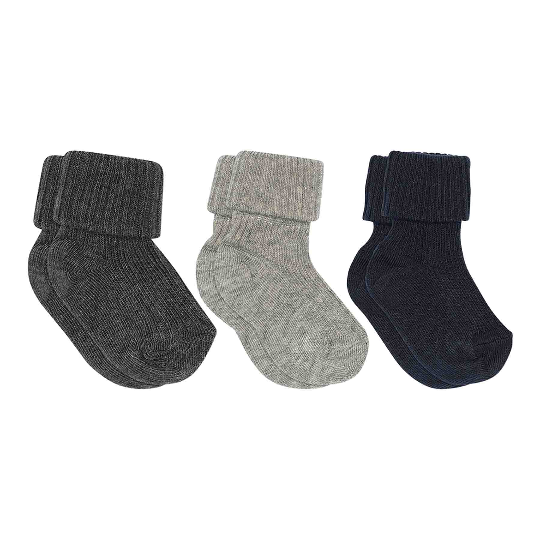Cotton rib baby socks - 3-pack