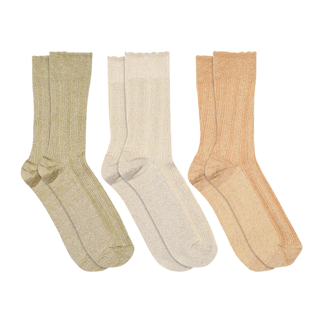 MPwoman Strømper - Julia glitter socks - 3-pack i Cedar  Køb cedar Strømper fra MPwoman hos MP Denmark