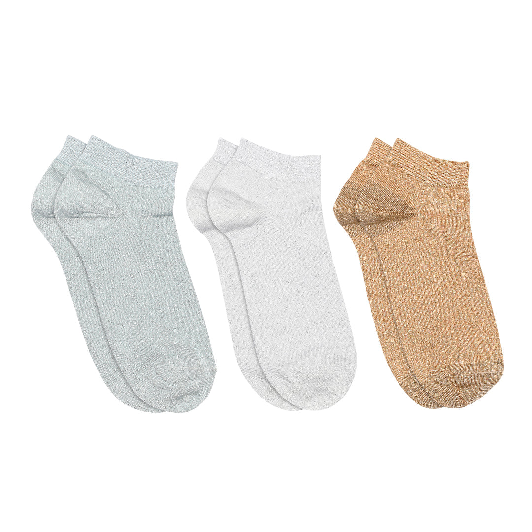 MPwoman Strømper - Zoe glitter sneaker socks - 3-pack i White Køb white Strømper fra MPwoman hos MP Denmark