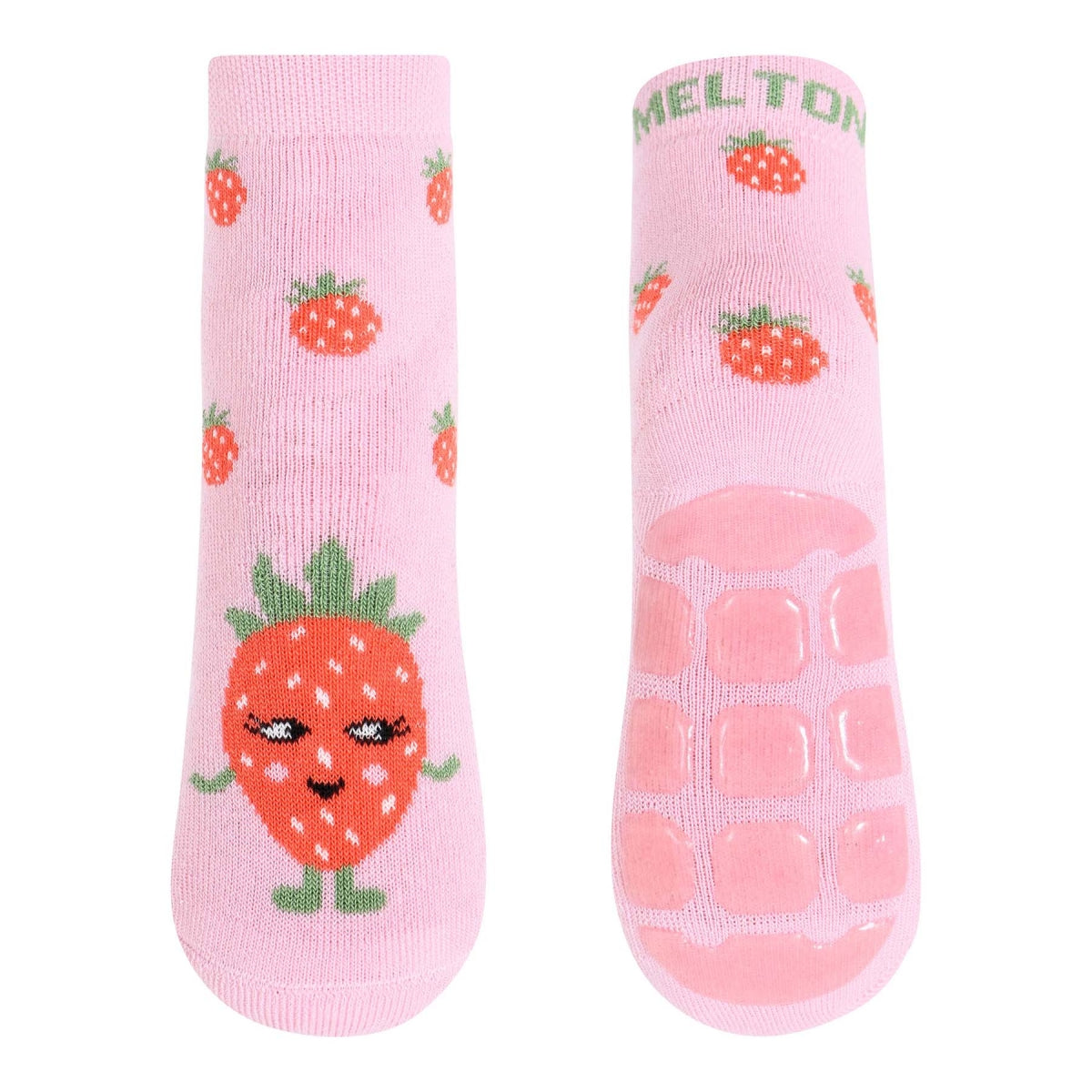 MELTON Strømper - Strawberry socks - anti-slip i Pink Nectar Køb pink nectar Strømper fra MELTON hos MP Denmark