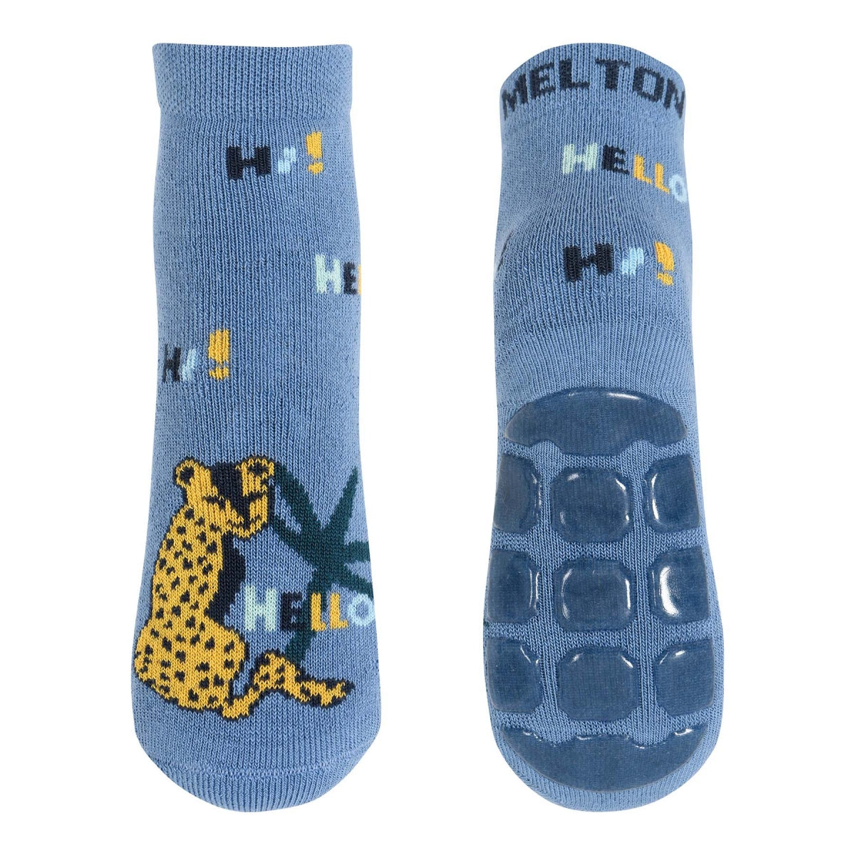 MELTON Strømper - Leopard socks - anti-slip i Denim blue Køb denim blue Strømper fra MELTON hos MP Denmark