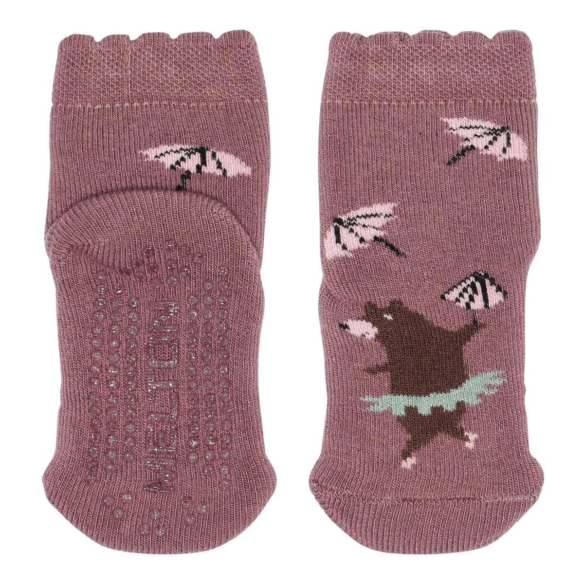 MELTON Strømper - Dancing bear socks - anti-slip i Grape Shake Køb grape shake Strømper fra MELTON hos MP Denmark