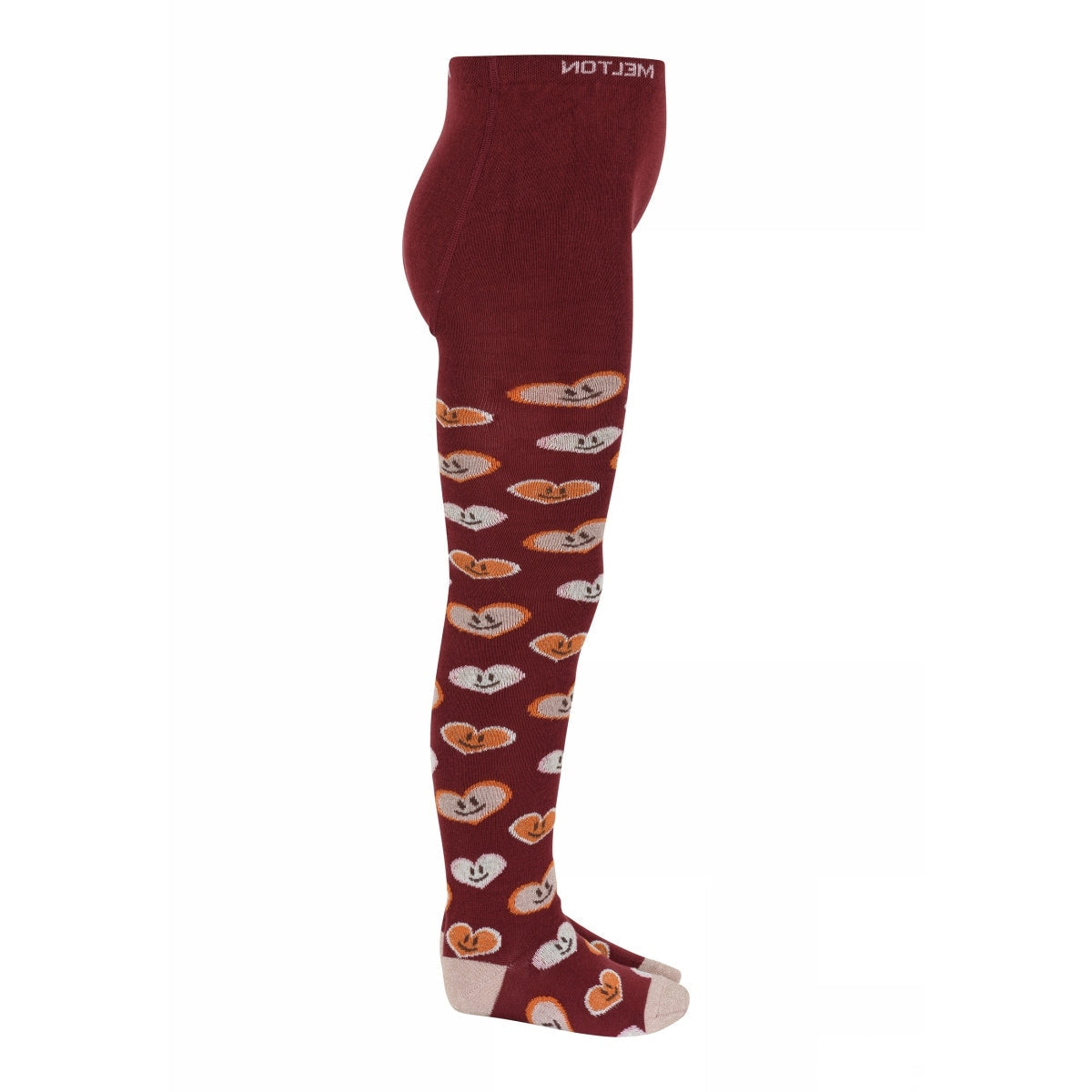 MELTON Strømpebukser - Happy hearts tights i Bordeaux og Grape Shake Køb bordeaux og grape shake Strømpebukser fra MELTON hos MP Denmark