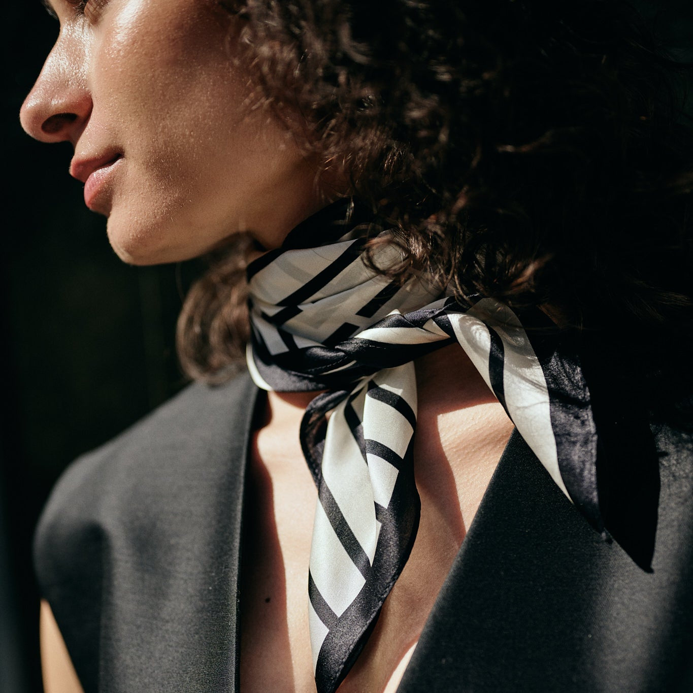 Lines silk scarf