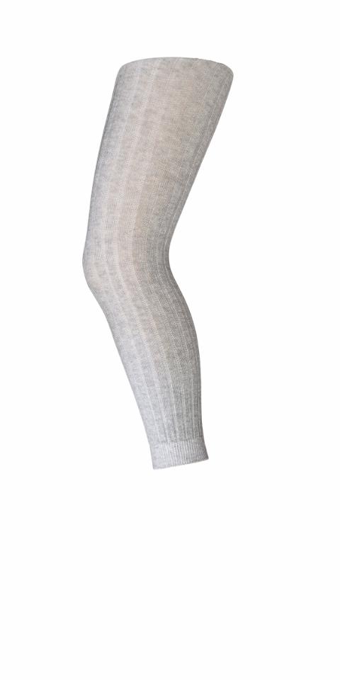 Cotton rib leggings - Grey Melange -  100