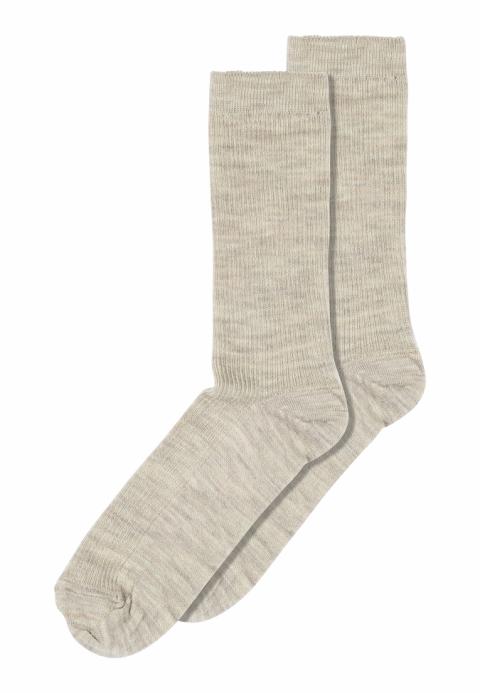 Fine wool rib socks - Light Brown Melange -37/39