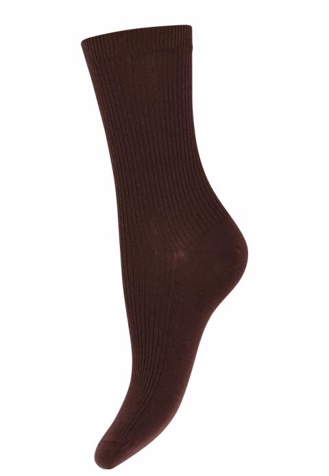 Fine cotton rib socks - Puce Brown -37/39