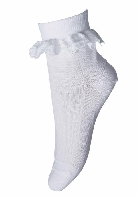 Cotton socks with lace - White -17/18