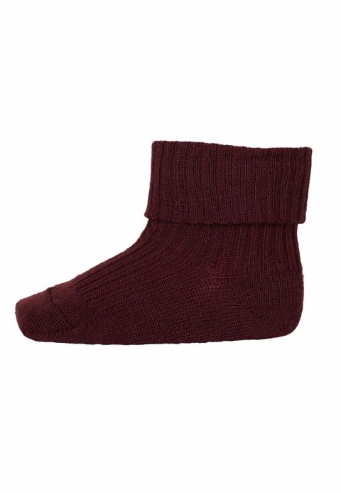 Wool rib baby socks - Wine Red -17/18