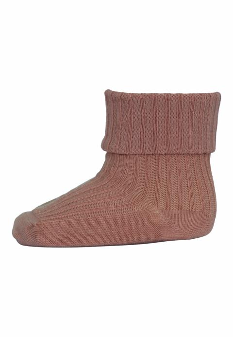 Wool rib baby socks - Copper Brown -15/16