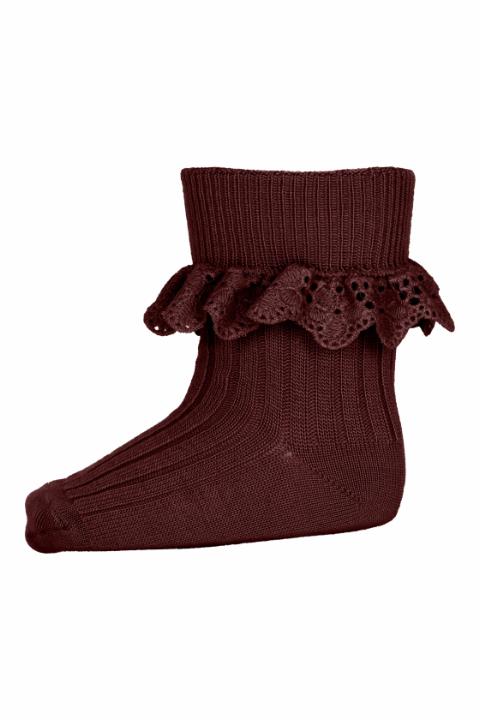 Lea socks with lace - Wine Red -19/21