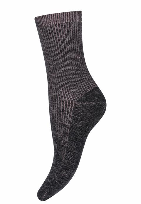 Bamboo/wool rib socks - Dark Purple -37/39