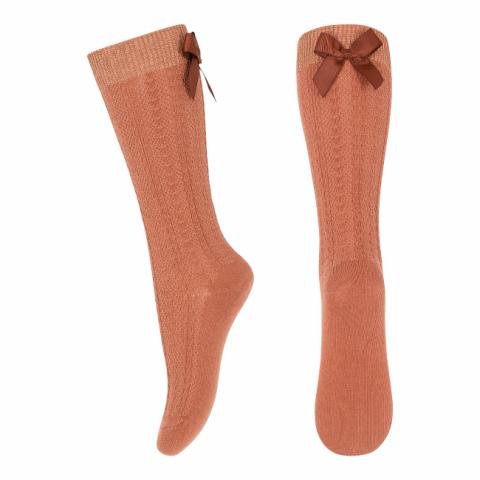 Annie bow knee socks - Copper Brown -37/39
