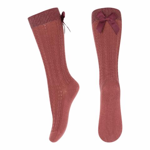 Annie knee socks - bow - Hot Chocolate -22/24
