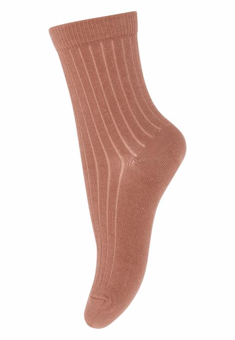 Wool rib socks - Copper Brown -19/21