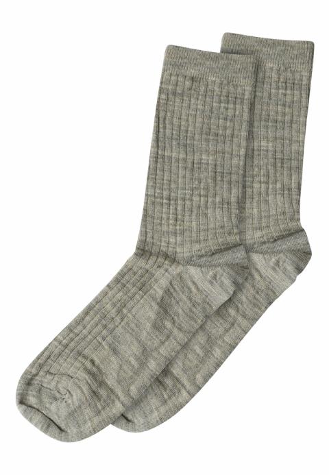 Wool rib socks - Light Brown Melange -42/44