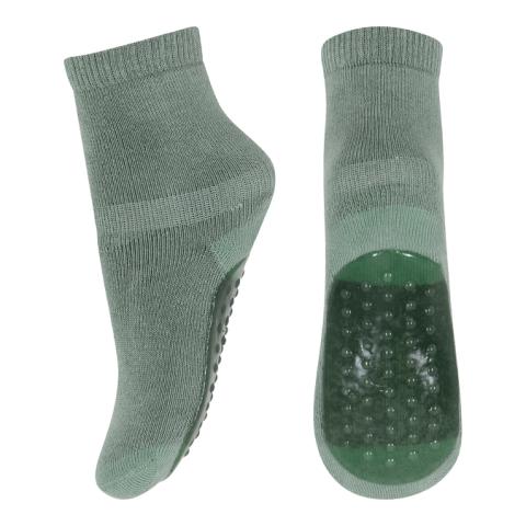 Cotton socks - anti-slip - Granite Green -19/21