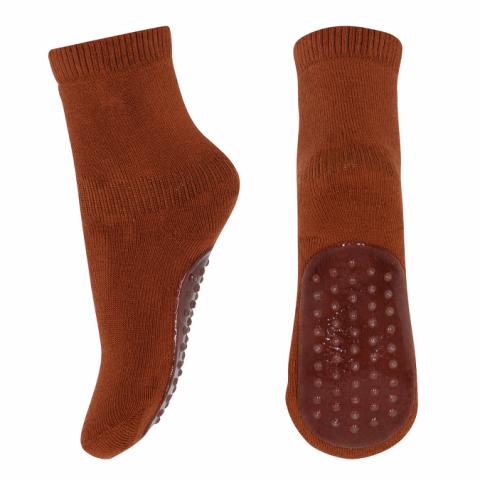 Cotton socks with anti-slip - Root Beer -22/24