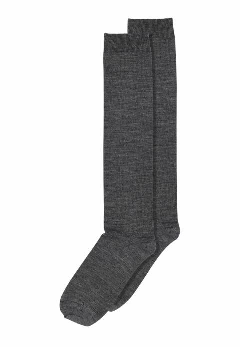 Wool/Cotton knee socks - Dark Grey Melange -37/39