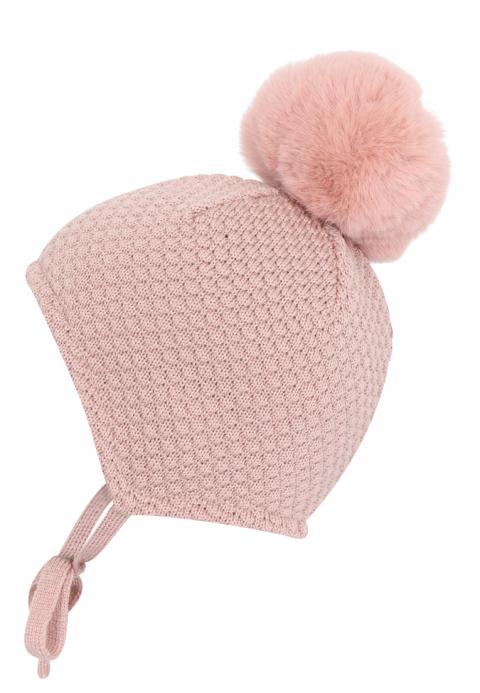 Chunky Oslo Baby hat w. real f - French Rose -   49