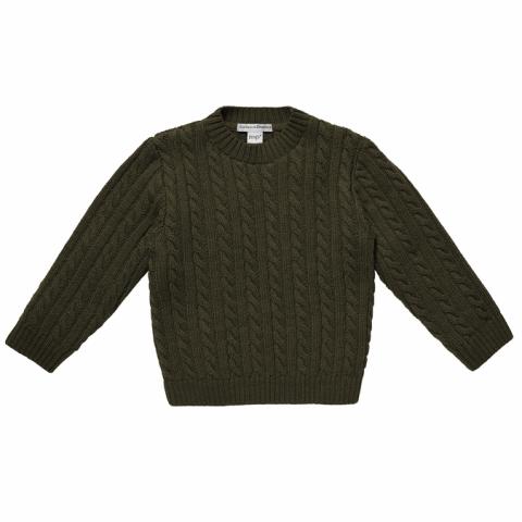 Cable Sweater - Safari Green -   90