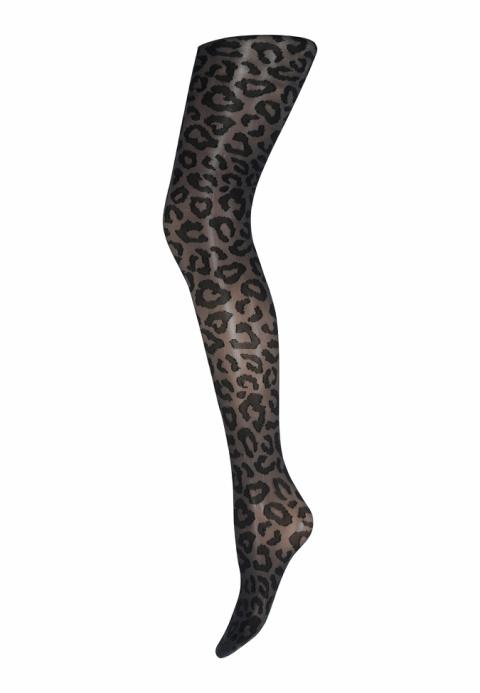 Leopard pantyhose - Anthracite -   OS