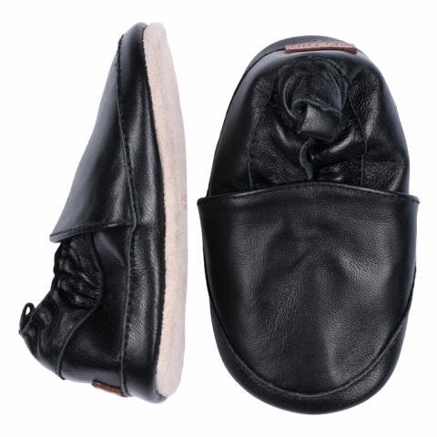 Solid leather slippers - Black -22/23