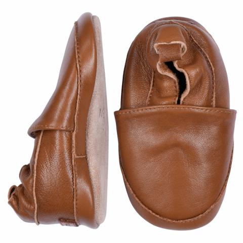 Solid leather slippers - Cognac -16/19