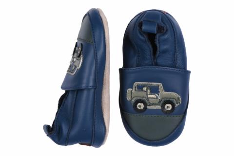 Leather slippers with jeep - Teal Sapphire -16/19