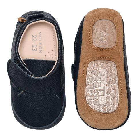 Luxury leather slippers - Marine -16/19