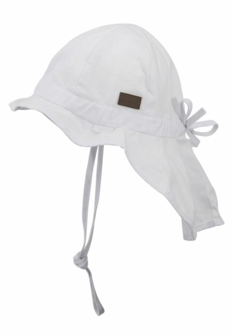 Hat w/neck & ties - Solid - White -   43