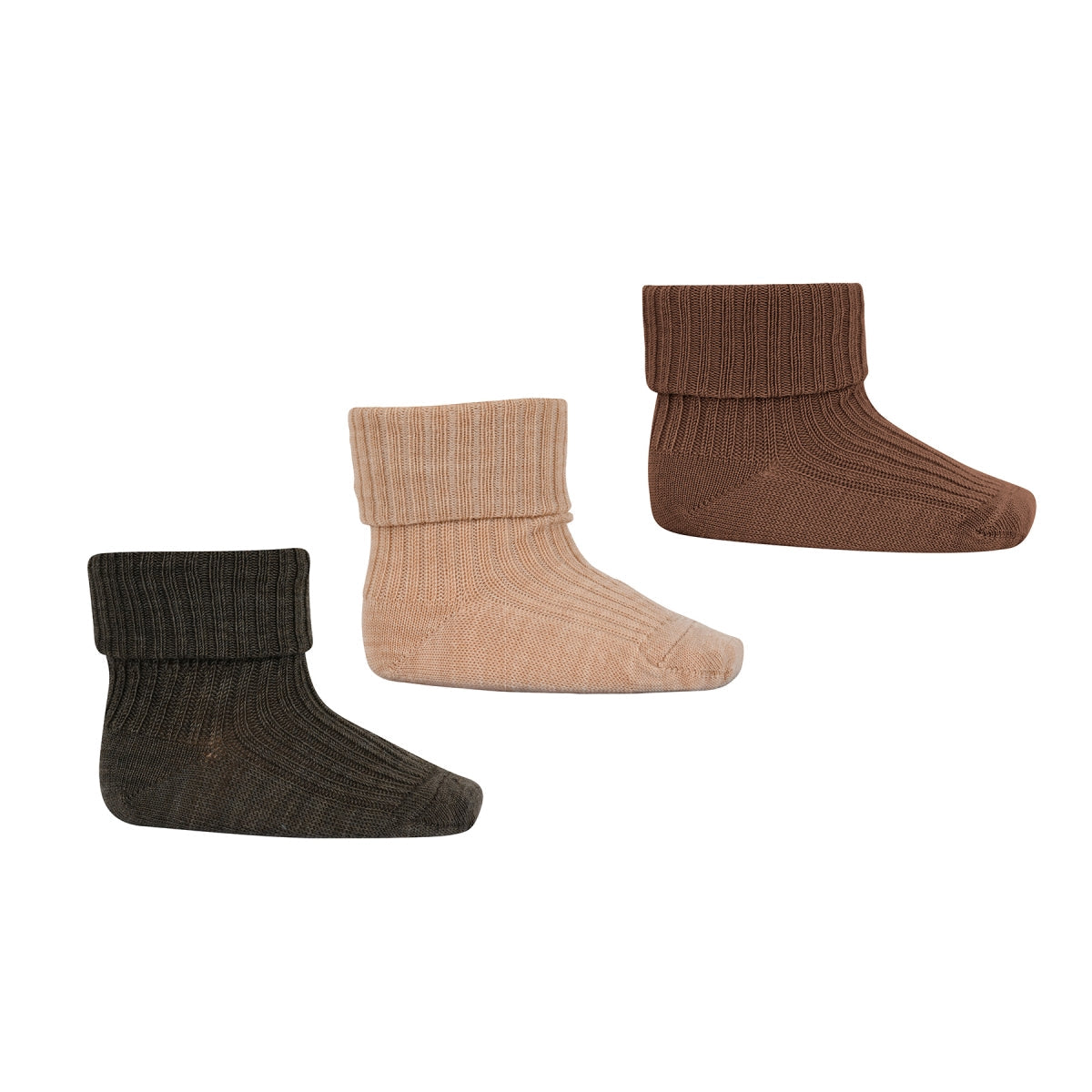 MPkids Strømper - Wool rib baby socks - 3-pack i Camel Melange  Køb camel melange Strømper fra MPkids hos MP Denmark