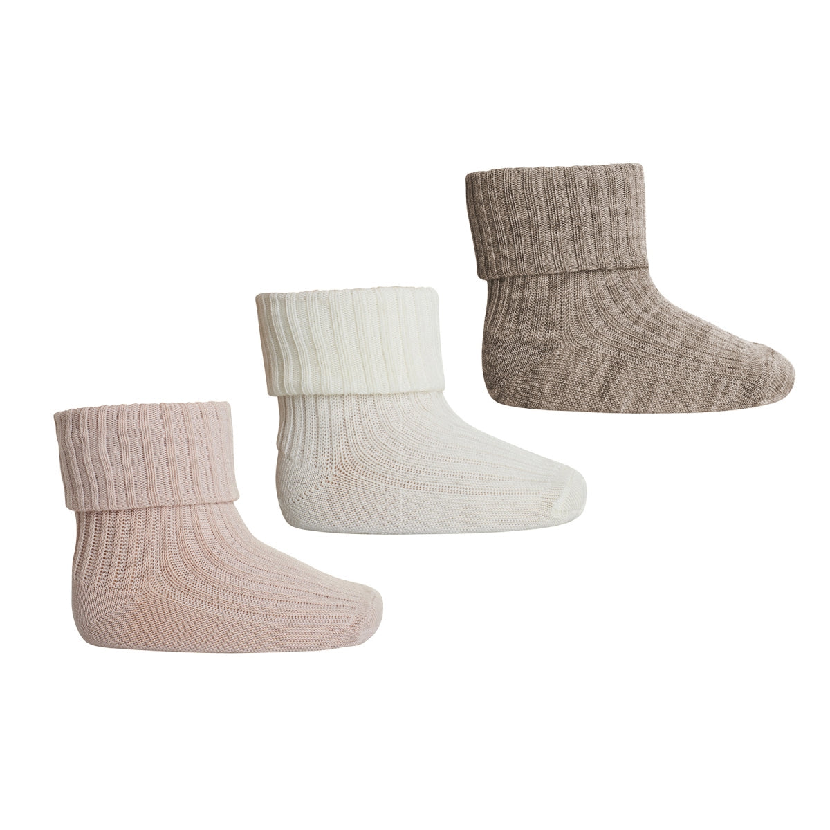 MPkids Strømper - Wool rib baby socks - 3-pack i Light Brown Melange  Køb light brown melange Strømper fra MPkids hos MP Denmark