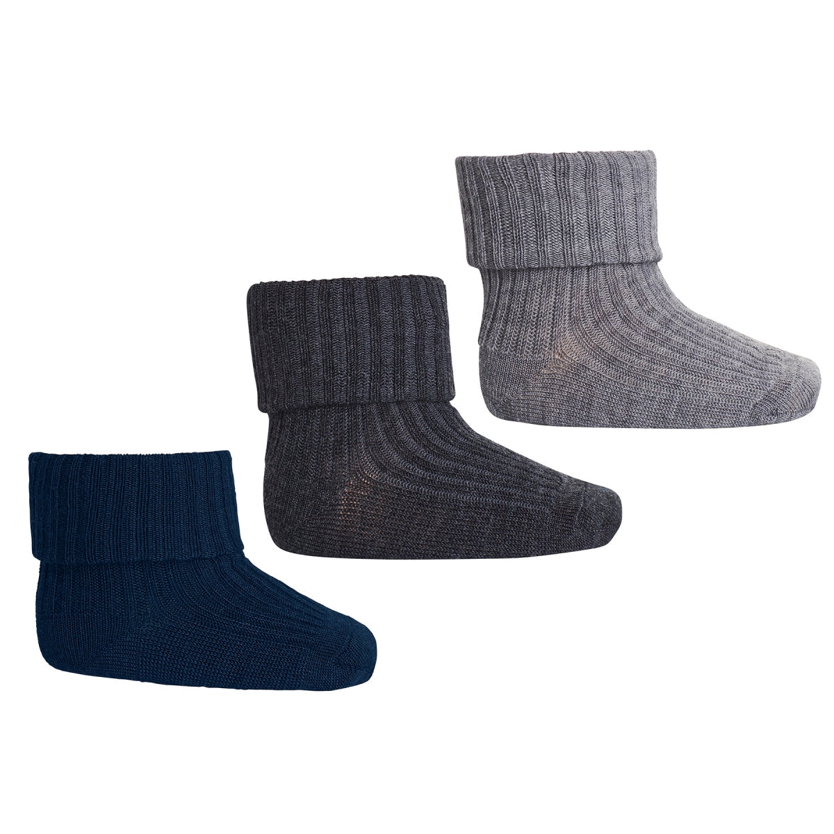 MPkids Strømper - Wool rib baby socks - 3-pack i Grey Melange  Køb grey melange Strømper fra MPkids hos MP Denmark