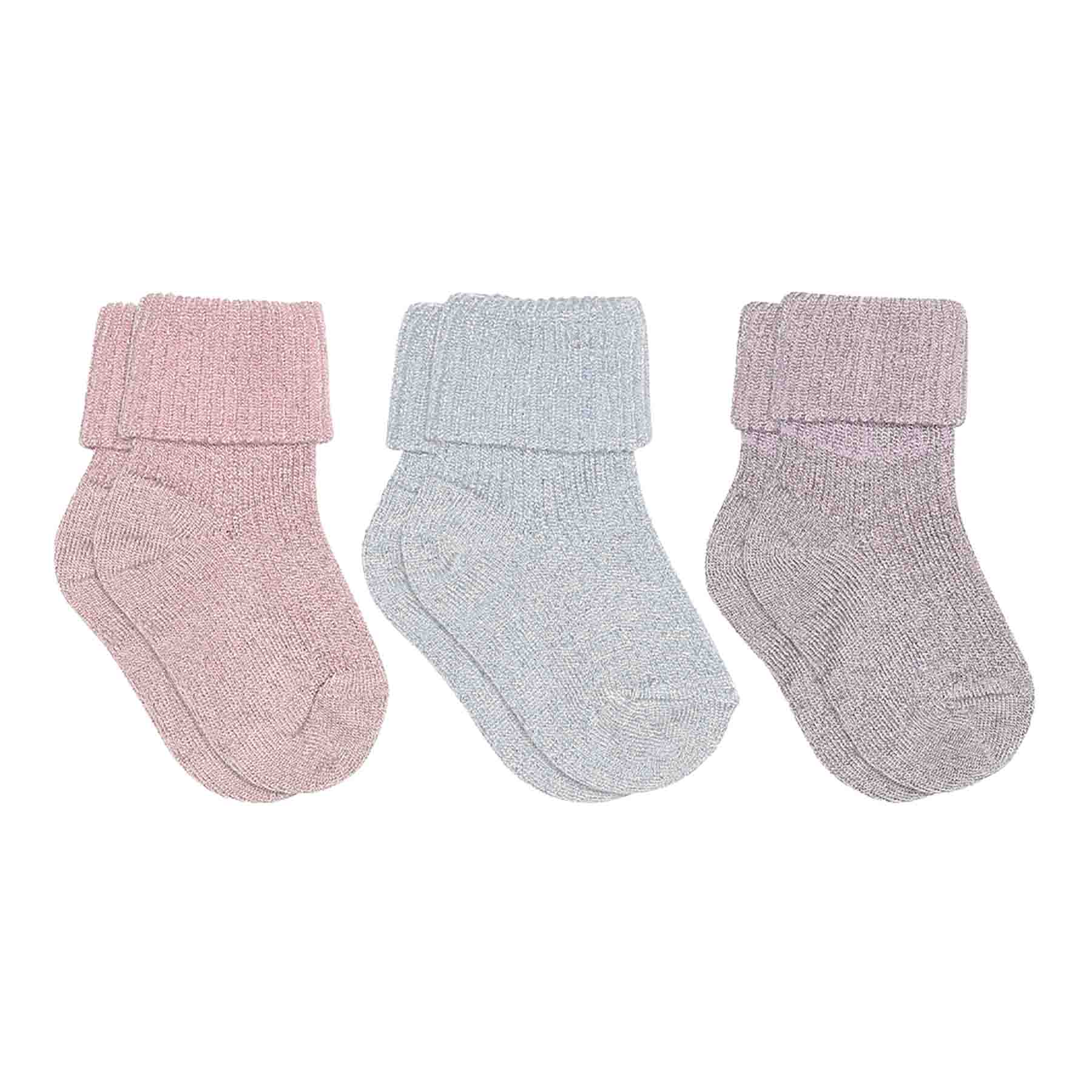 MPkids Strømper - Ida glitter socks - 3-pack i Ice Heather, Dew, Fragrant Lilac, Rose Dust, Ecru og Multi  Køb ice heather, dew, fragrant lilac, rose dust, ecru og multi Strømper fra MPkids hos MP Denmark