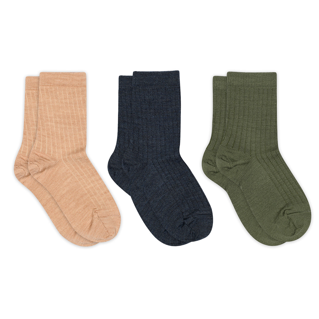 Wool rib socks - 3-pack