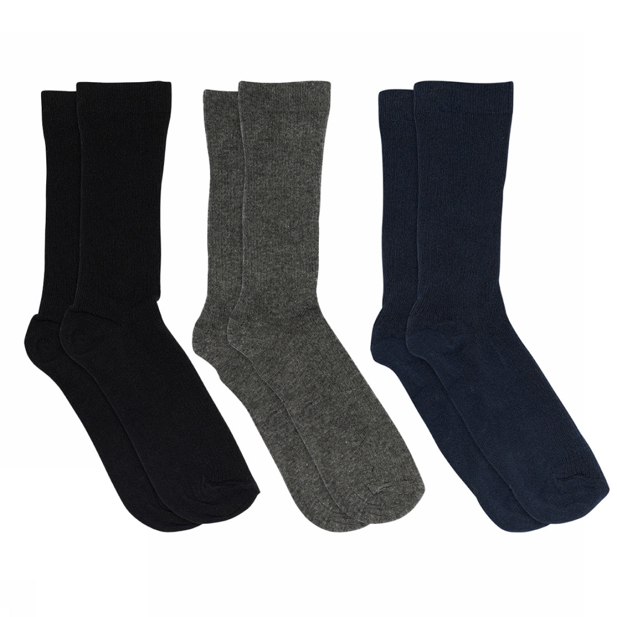 Fine cotton rib socks 3-pack