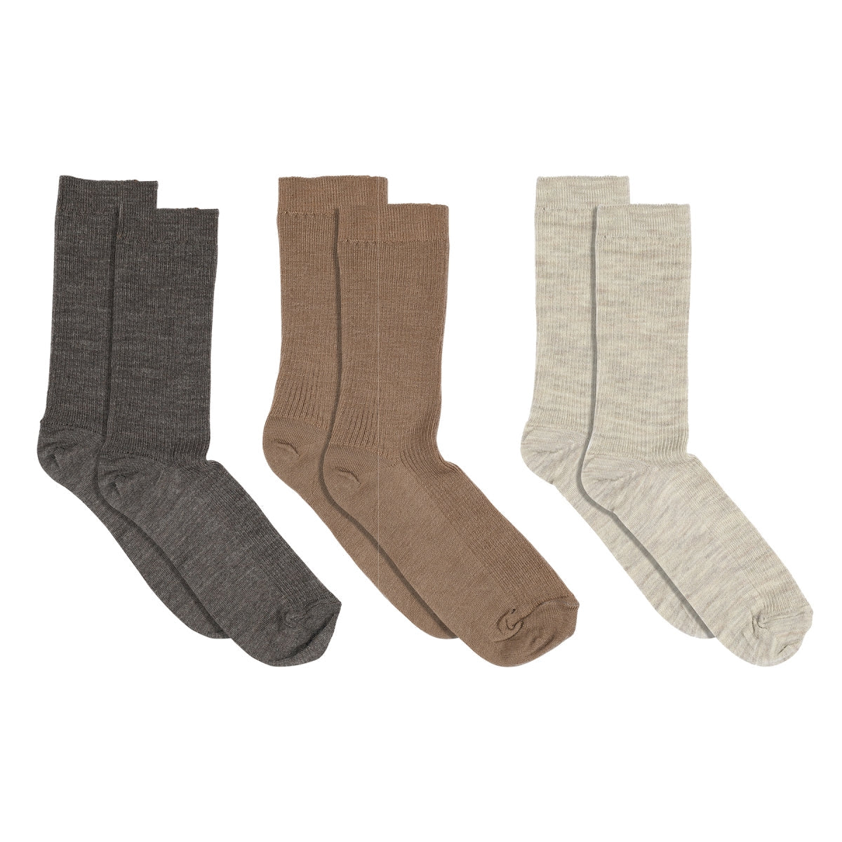 MPwoman Strømper - Fine wool rib socks - 3-pack i Grey Melange, Coca Mocha og Black  Køb grey melange, coca mocha og black Strømper fra MPwoman hos MP Denmark