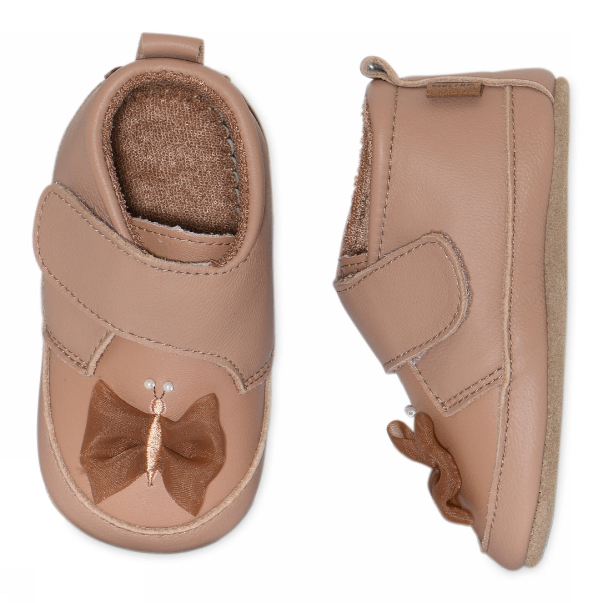 Butterfly leather slippers