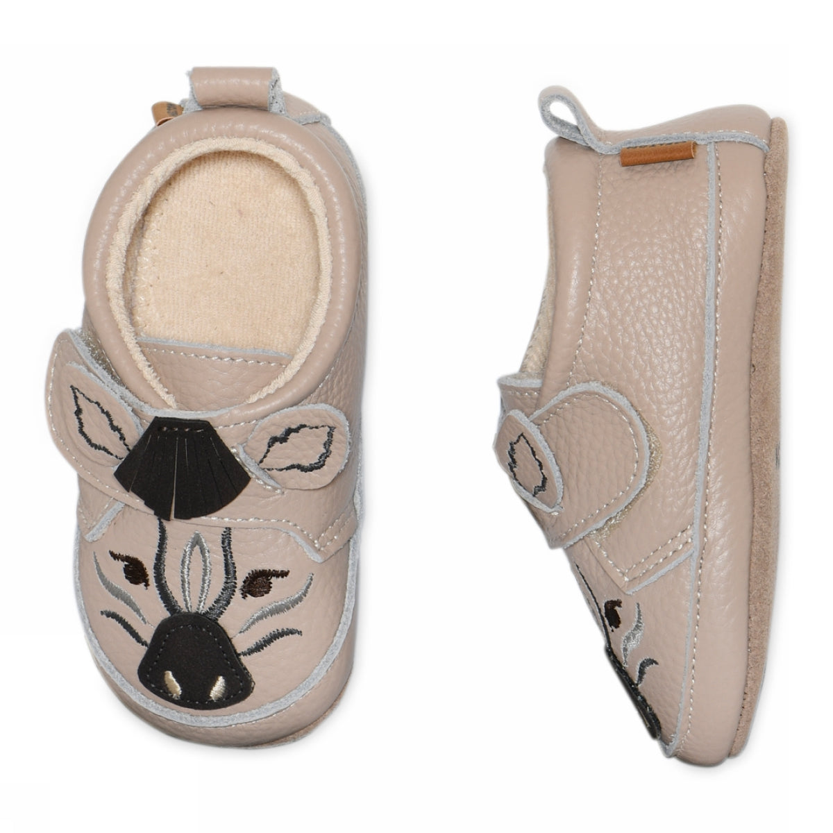 Zebra leather slippers