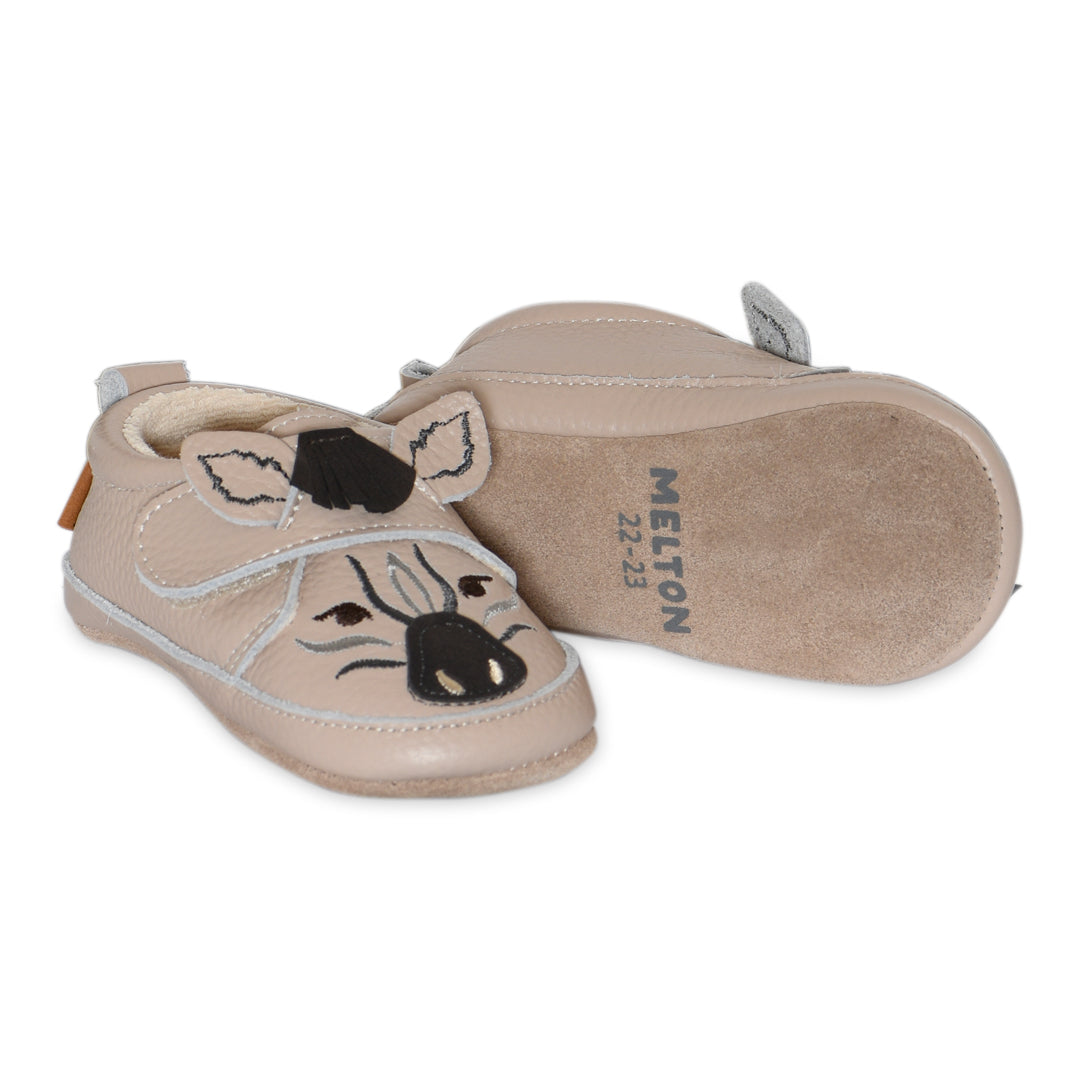Zebra leather slippers