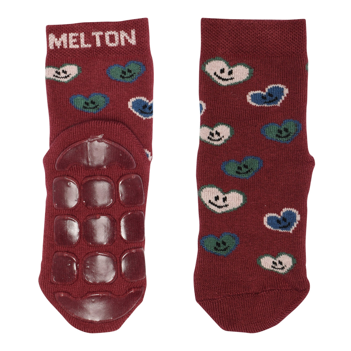 MELTON Strømper - Happy hearts socks - anti-slip i Bordeaux  Køb bordeaux Strømper fra MELTON hos MP Denmark